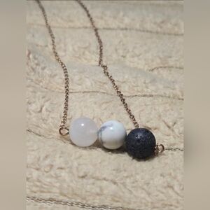 Lava Stone Howlite Quartz Stone Beaded Necklace